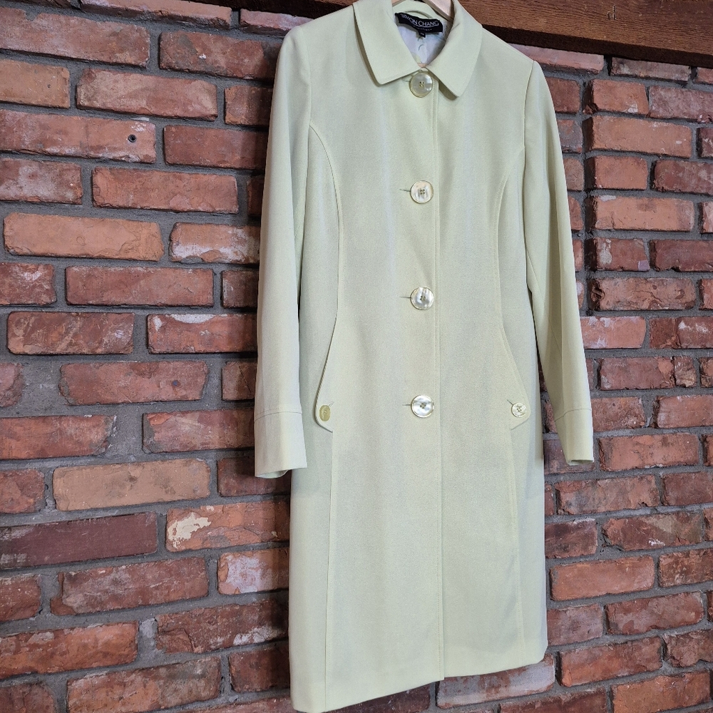 Simon Chang Pistachio Green Tailored Coat 7/8 Spring Topper Jacket - Picture 5 of 10